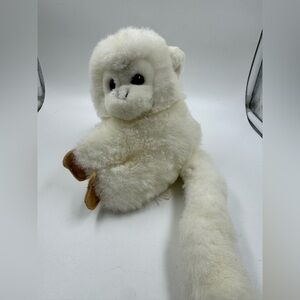 Fiesta 6” white plush monkey stuffed animal with brown eyes tan feet & hands